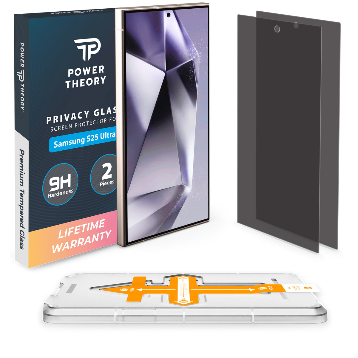 Power Theory compatible with Samsung Galaxy S25 Ultra Privacy Screen Protector Tempered Glass Ultra 9H Hardness, Anti-Spy [2 Pack] Cover