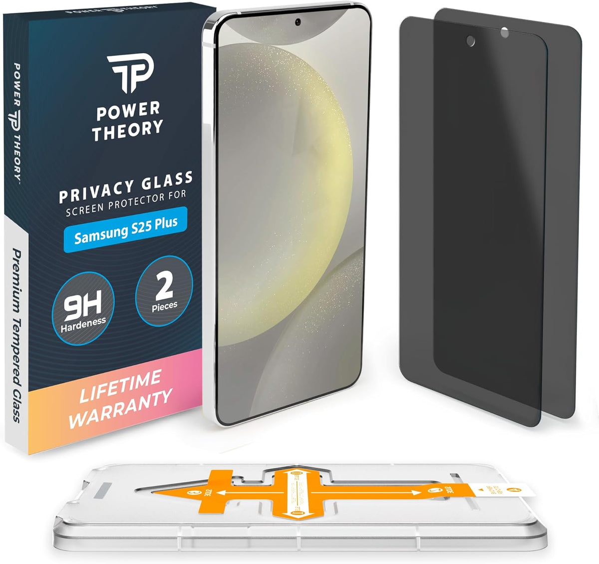Power Theory compatible with Samsung Galaxy S25 Plus Privacy Screen Protector Tempered Glass Ultra 9H Hardness Anti-Spy [2 Pack] Cover