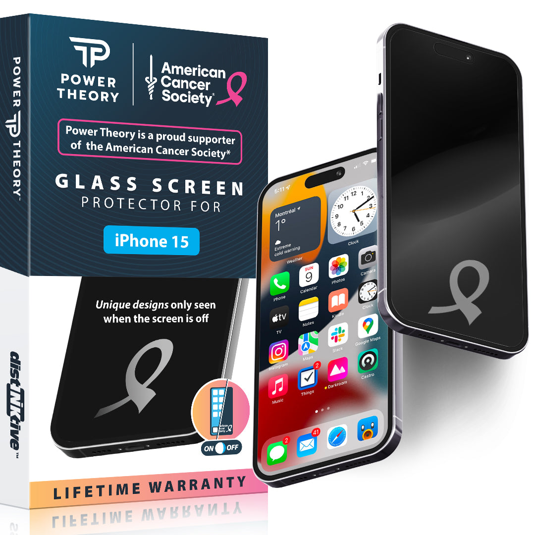 iPhone 15 Tempered Glass Screen Protector Benefitting The American Cancer Society [2-Pack] Cover