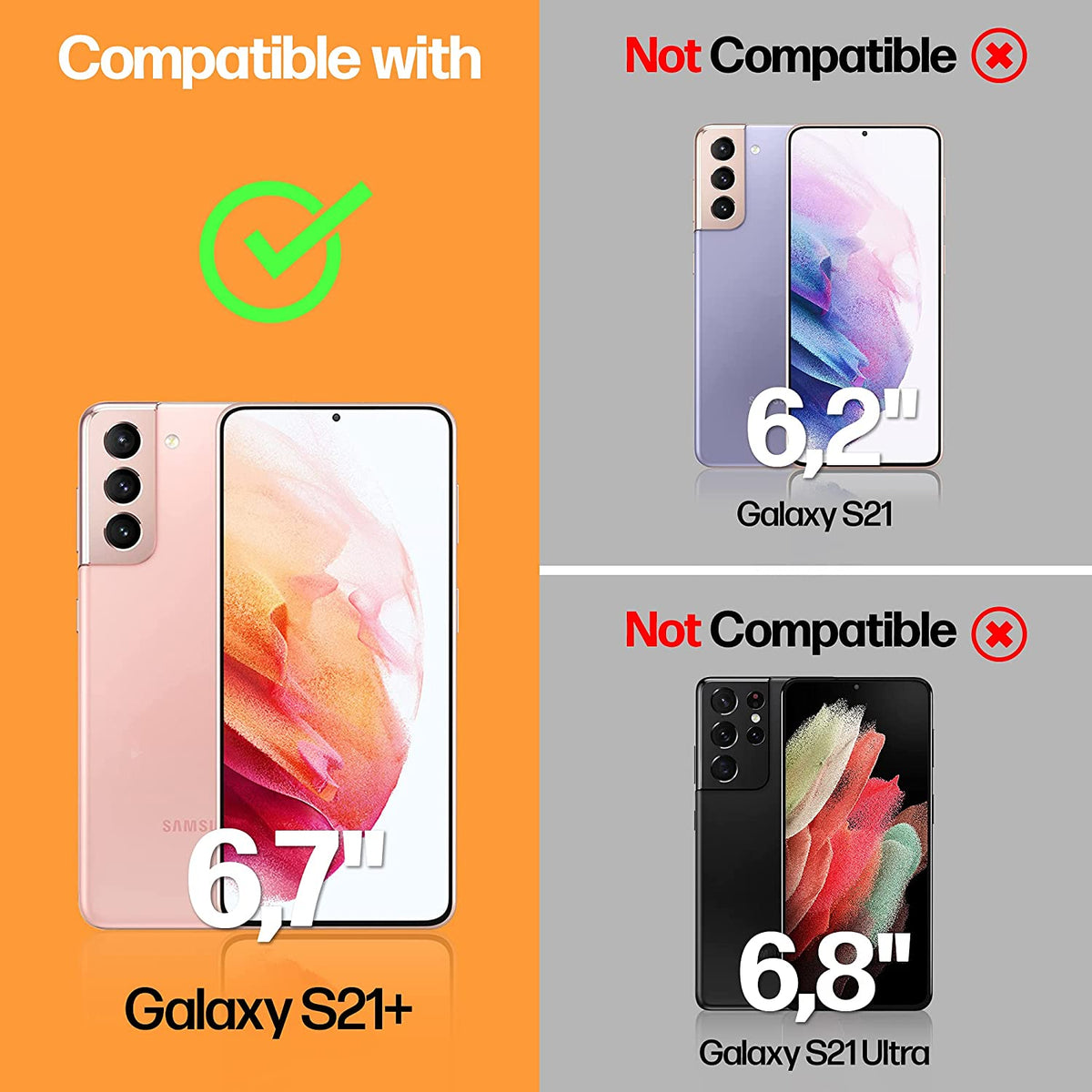 Samsung Galaxy S21 Plus 5G Tempered Glass Screen Protector [2-Pack] Cover