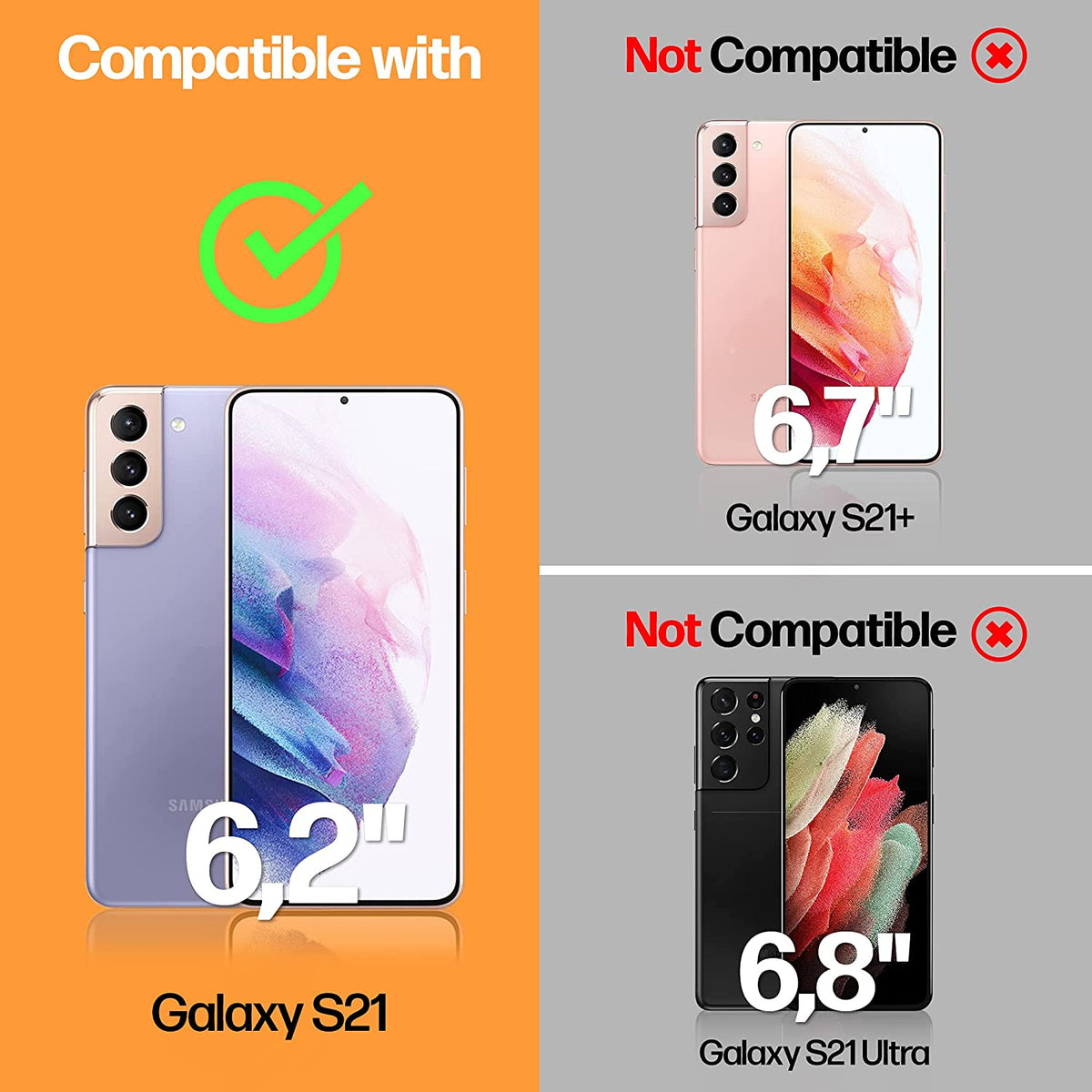 Samsung Galaxy S21 5G Tempered Glass Screen Protector [2-Pack] Cover