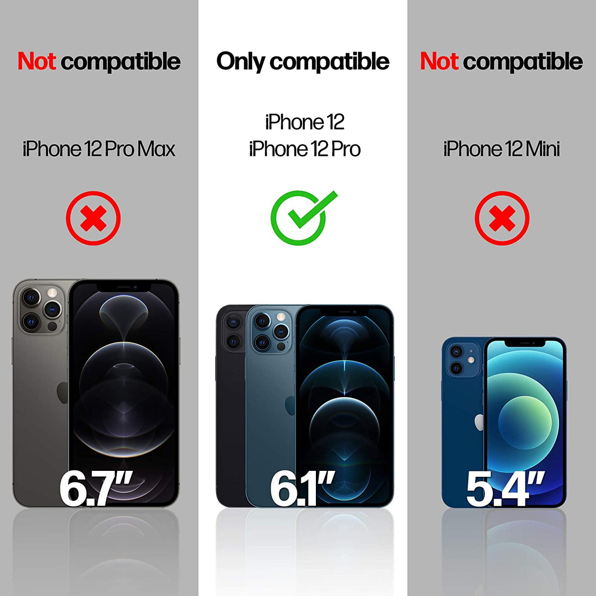 iPhone 12 Pro / iPhone 12 Tempered Glass Screen Protector [2-Pack] Cover