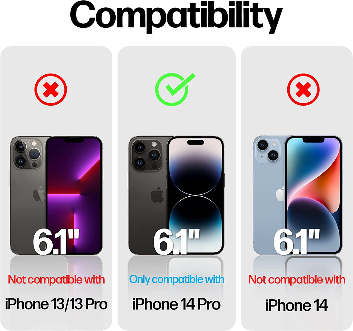 iPhone 14 Pro Tempered Glass Privacy Screen Protector [2-Pack] (PT-14P-PG) Cover