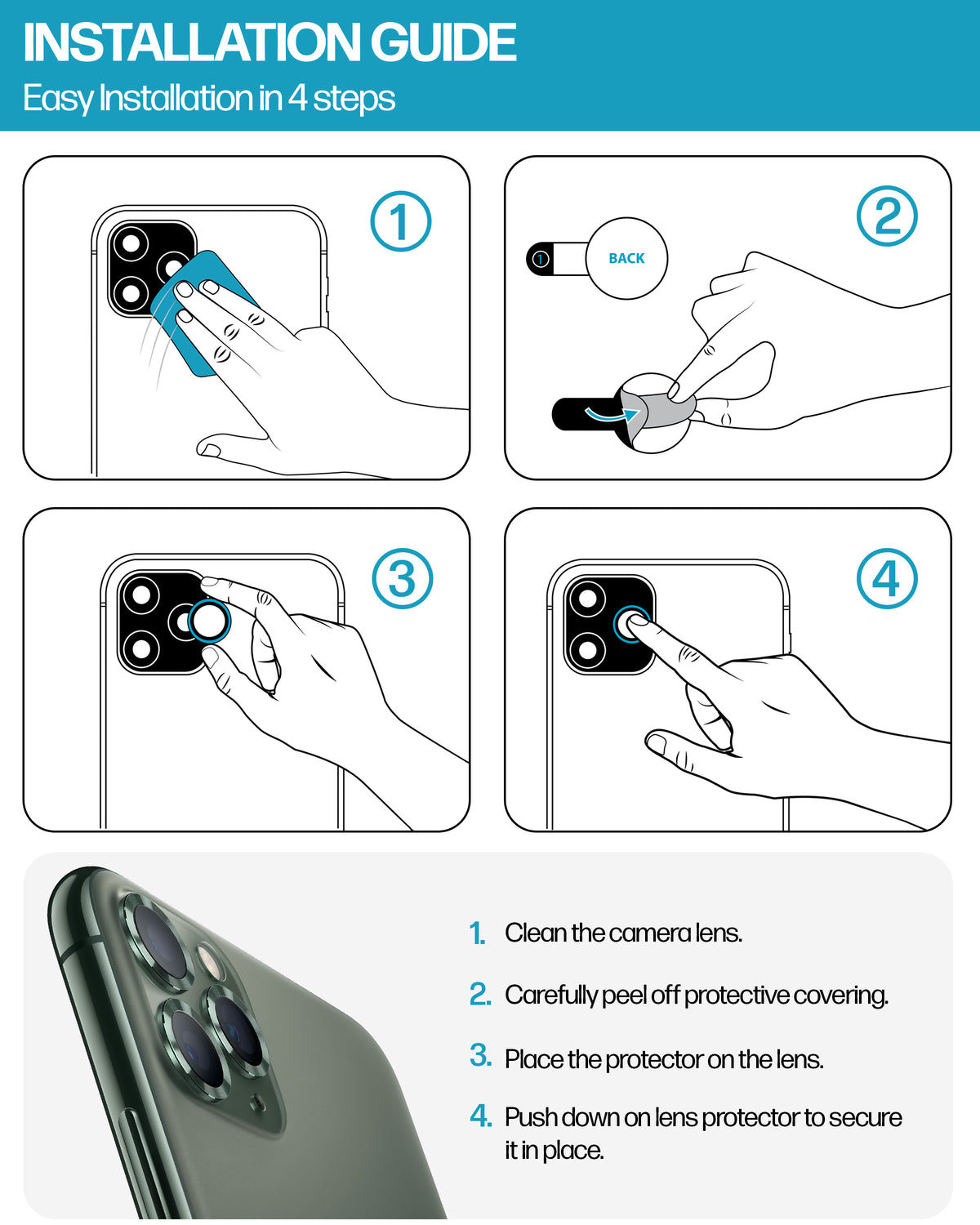 iPhone 11 Pro / 11 Pro Max Tempered Glass Camera Lens Protector [3-Pack] Cover