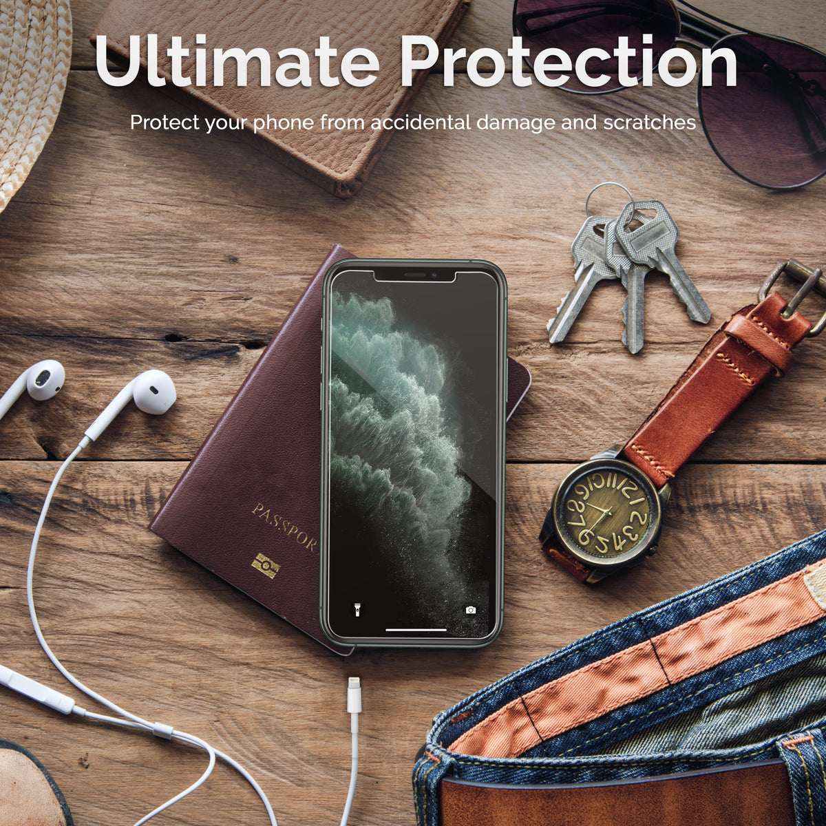 iPhone 11 Pro Tempered Glass Screen Protector [2-Pack] Cover